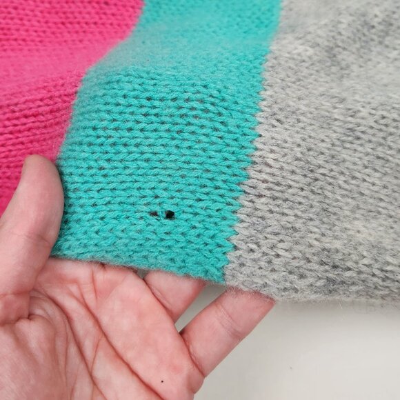 Nordstrom 100% Cashmere Colorful Striped Lightweight Knit Infinity Scarf Flawed - Picture 7 of 7